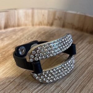 Black and Silver Crystal-Studded Bracelet